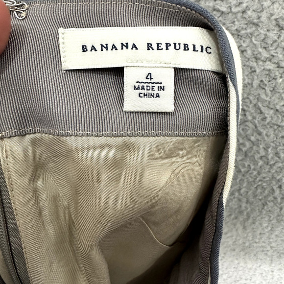 Banana Republic Pleated Skirt Womens 4 Neutral Tone Striped Pockets Preppy Twee - Picture 2 of 6